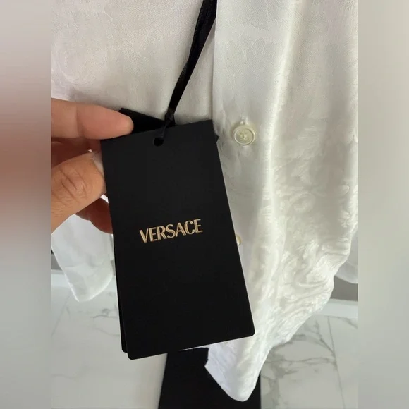 Versace Barocco Jacquard Long Sleeve Shirt Size 37 IT. PRISTINE CONDITION - Picture 12 of 16
